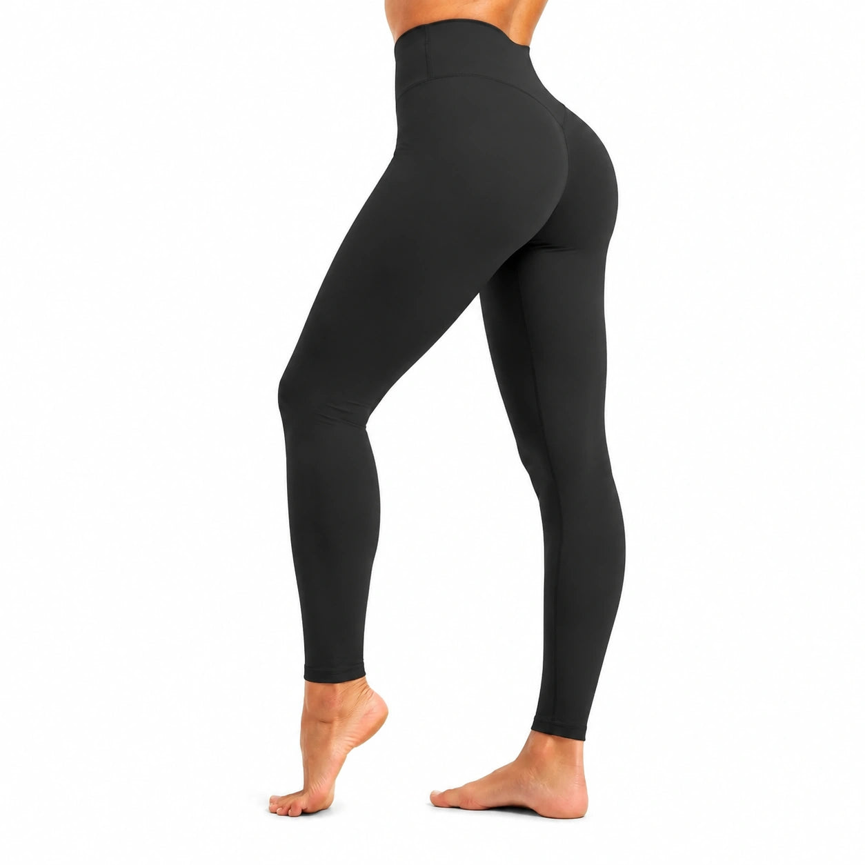Legging femme taille S noir en tissu extensible à taille haute