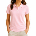 Polo femme taille S rose en maille piquée manches courtes style classique