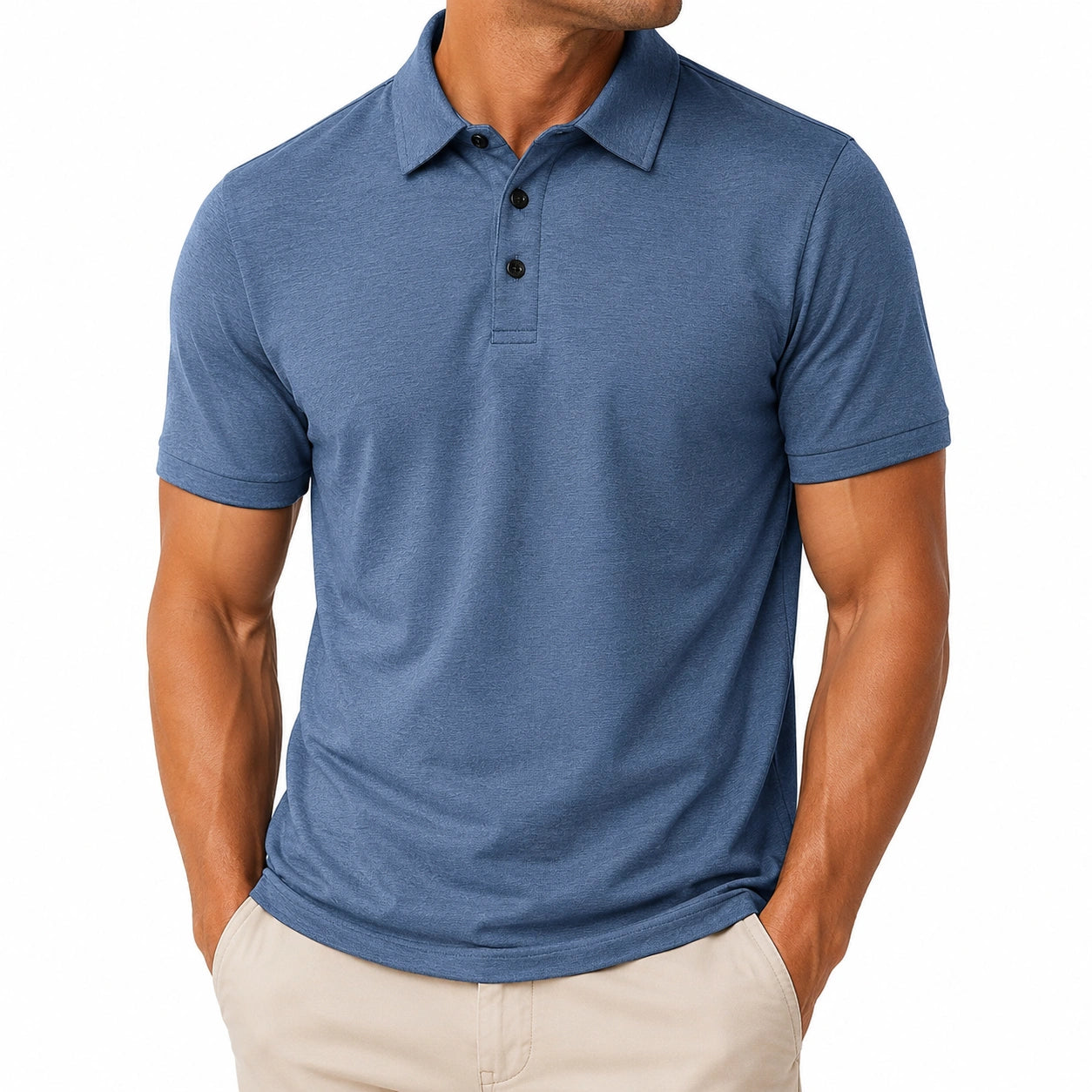 Polo homme M bleu à manches courtes en maille style décontracté