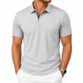 Polo homme taille M en tissu synthétique gris à manches courtes style décontracté