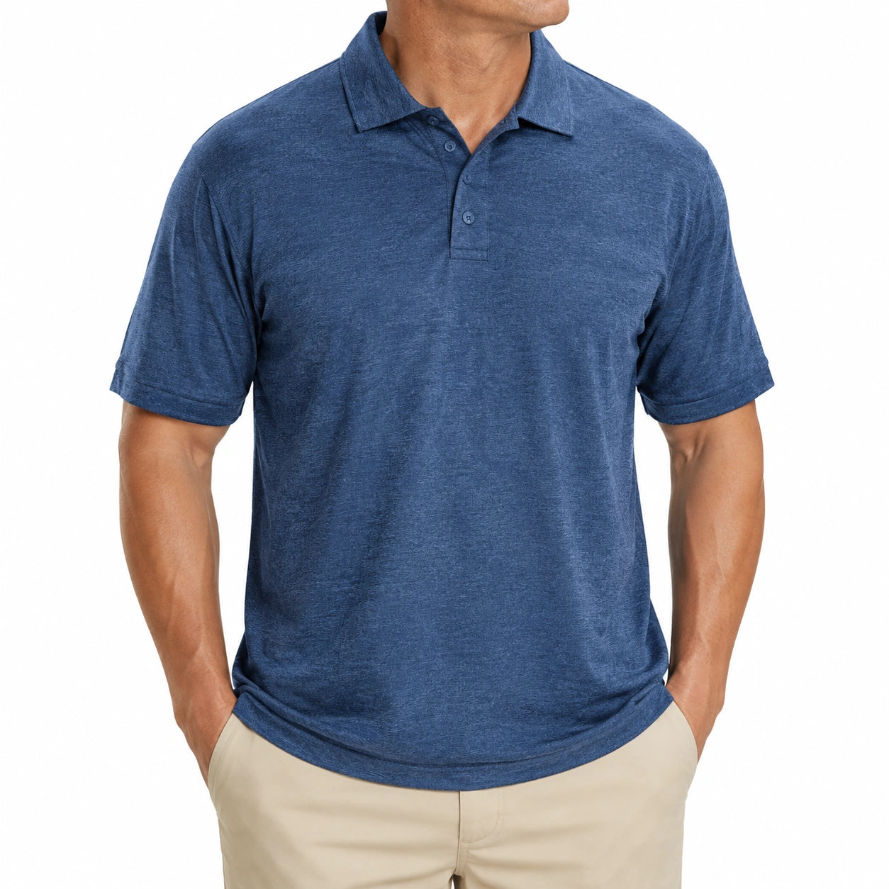 Polo homme taille L en maille bleu marine à manches courtes style décontracté