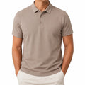 Polo homme taille L en maille synthétique taupe à manches courtes décontracté