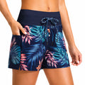 Short de bain femme taille M bleu marine imprimé tropical à poches