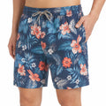 Short de bain homme taille L en tissu bleu à imprimé floral avec cordon de serrage