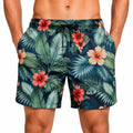 Maillot de bain homme L en tissu synthétique bleu à imprimé tropical avec poches
