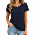 T-shirt femme taille S en maille bleu marine à manches courtes style décontracté