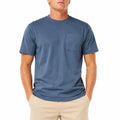 T-shirt homme taille L en coton bleu à poche poitrine coupe décontractée