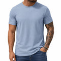 T-shirt homme taille L en tissu bleu à manches courtes coupe décontractée
