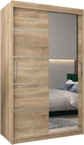 ABIKSMEBLE Armoire, Closet, Garde Robe, Penderie Vetement Dressing, 5 étagères, 2 Portes, 62 cm, 200 cm, 5 mm, Dressing Chambre Adulte, 16 mm