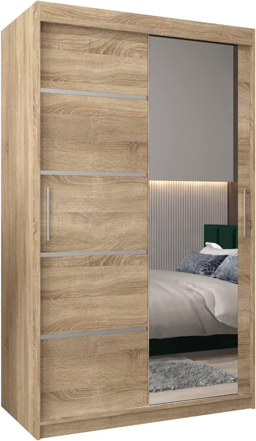 ABIKSMEBLE Armoire, Closet, Garde Robe, Penderie Vetement Dressing, 5 étagères, 2 Portes, 62 cm, 200 cm, 5 mm, Dressing Chambre Adulte, 16 mm