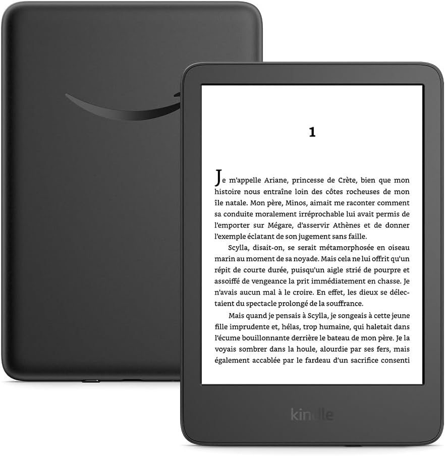 Amazon Kindle Nouvelle, réglable, 16 Go, - Le plus léger et compact, avec écran antireflets, Sans publicités, Noir, Nouvelle, Kindle (Nouvelle