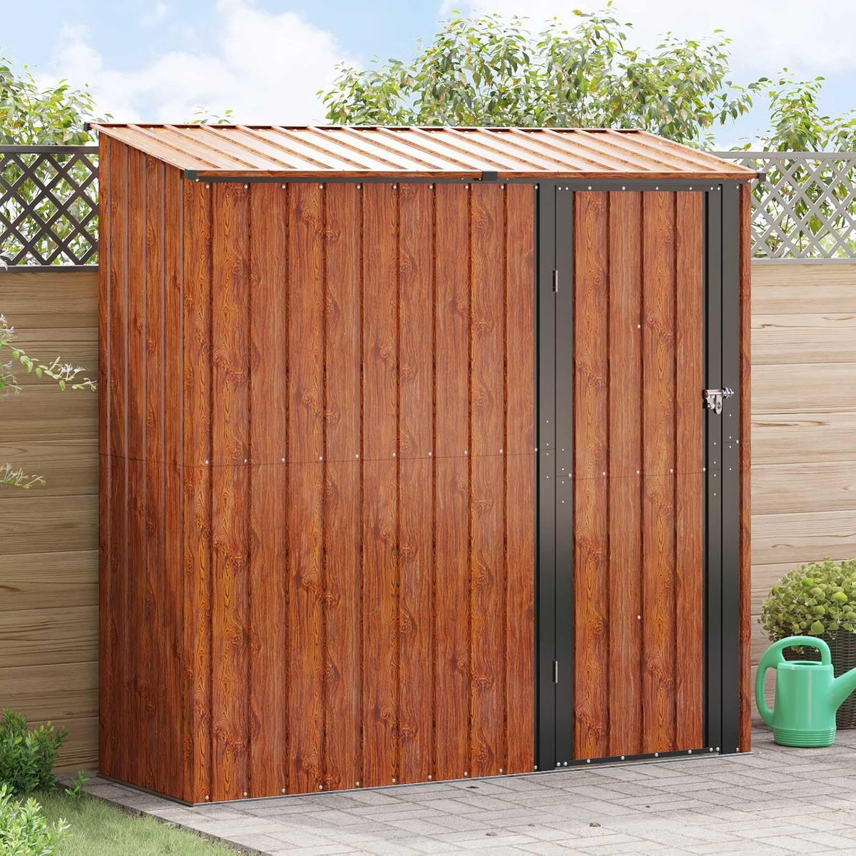 Abri de jardin, cabanon Rangement Extérieur pour Pelouse de Patio d'arrière-Cour, 203, 5 × 73 × 200 cm, Mokuyary
