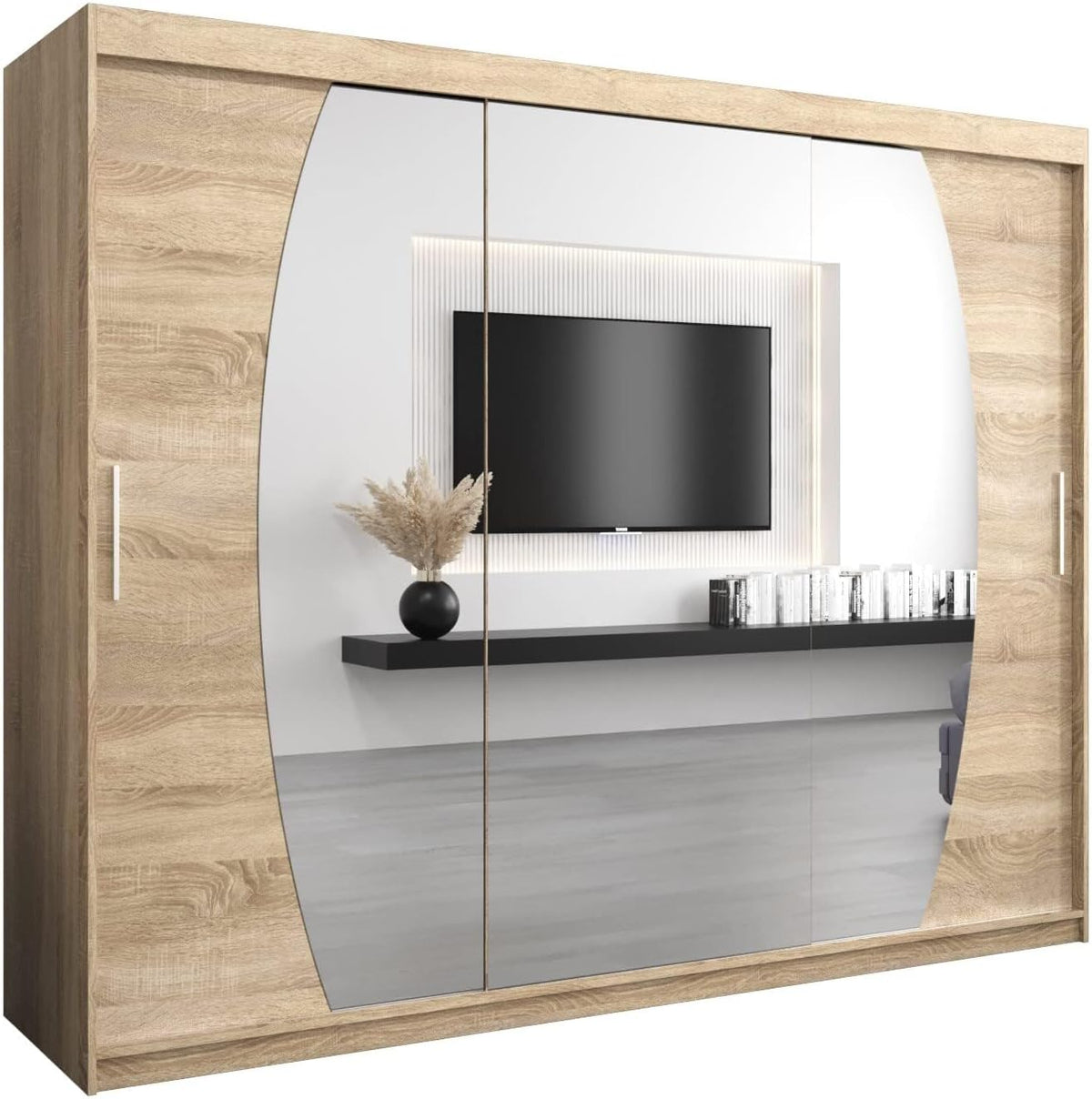 Armoire, 16 mm, ABIKSMEBLE, 0, 5 mm, 200 cm, 62 cm, Penderie Vêtement, 3 Portes, 5 étagères, Dressing Adulte, Garde Robe, Placard, Closet