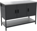Alice's Garden Cuisine d'extérieur, acier inoxydable, L120cm, 3 portes, 1 étagère, 44, 5 × 37cm, 2, 5 × 2, 5cm, 142cm, 49cm, 45, 5cm, sweeek