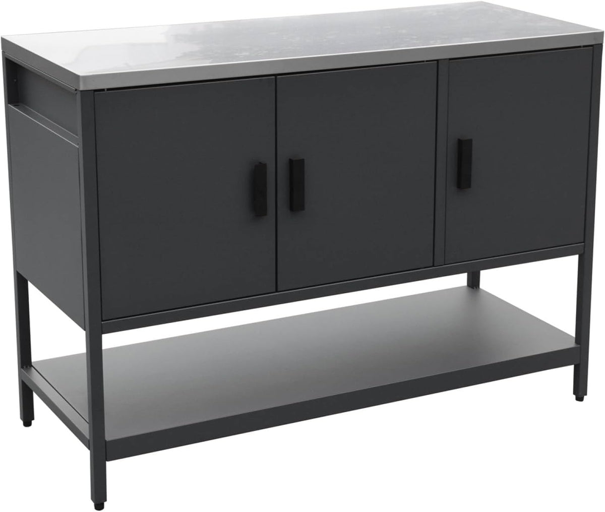 Alice's Garden Cuisine d'extérieur, acier inoxydable, L120cm, 3 portes, 1 étagère, 44, 5 × 37cm, 2, 5 × 2, 5cm, 142cm, 49cm, 45, 5cm, sweeek