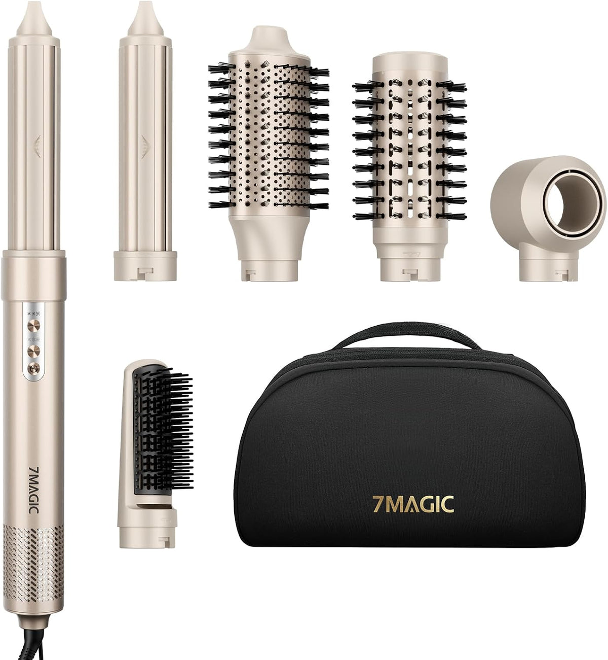7MAGIC Sèche-cheveux, 110 000 tr/min, sans chaleur extrême, 3 vitesses, 105°C, Air Styler 6 en 1, Boucleur Auto