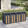 Abri pour poubelles, acier inoxydable, 240L Cache Poubelle Extérieur Double, Abri à Poubelle avec Bac de Plantation, Naturel-4, KOMHTOM, Chaînes
