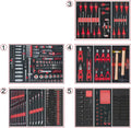 384 pièces, Composition d'outils 5 tiroirs pour servante, 714.0380, portable, Empreinte des outils découpée au laser, Caisse à outils, KS TOOLS